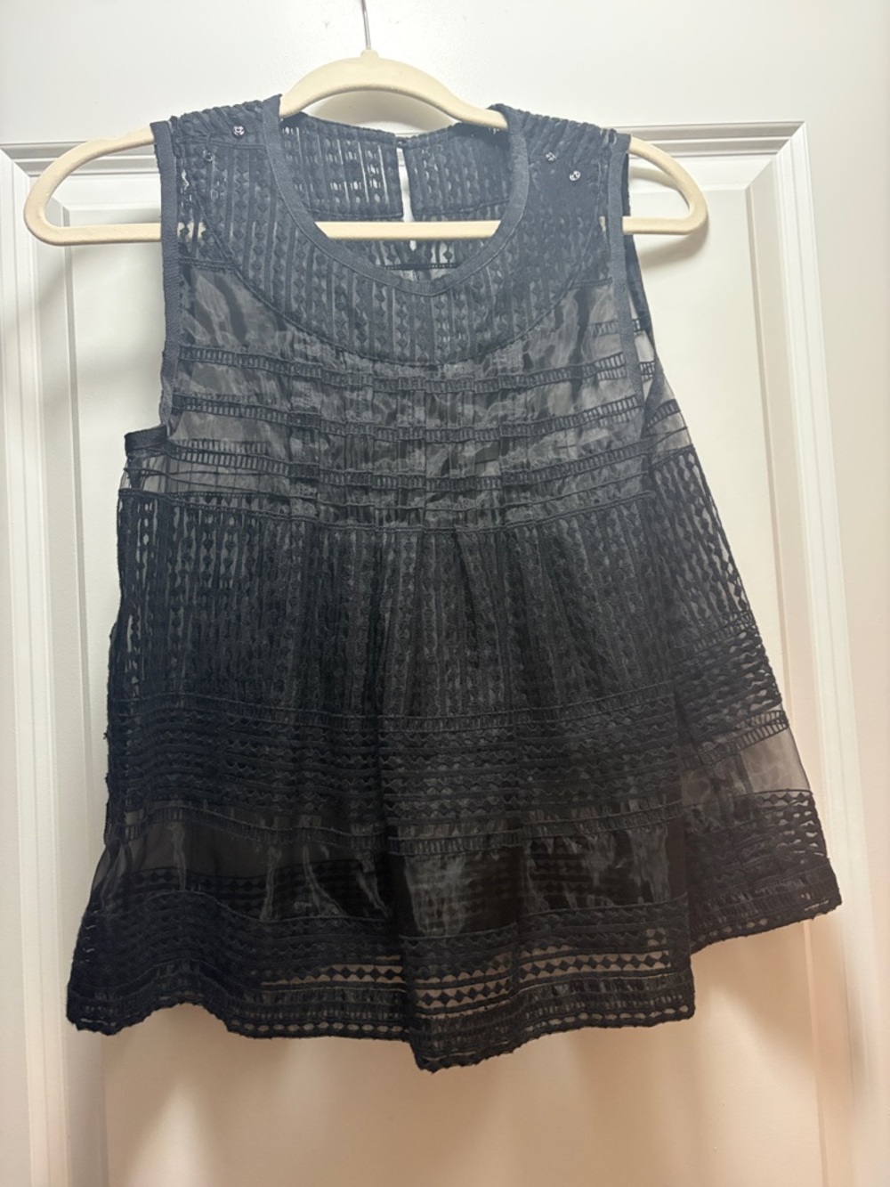 Madewell Black Lace Sleeveless Peplum Top